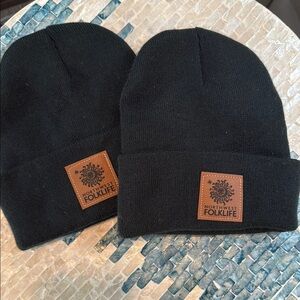 Pair of Northwest Folklife Black Beanie Set